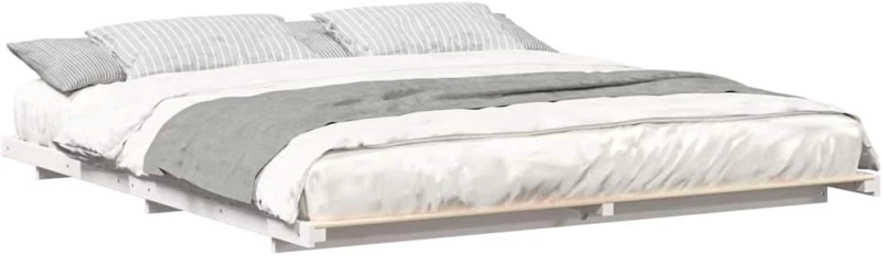 vidaXL Κρεβάτι δαπέδου Λευκό 180 x 210 cm Μασίφ ξύλο πεύκου