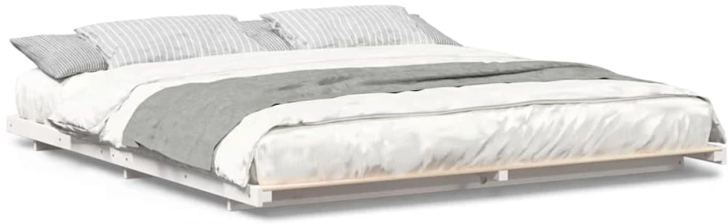 vidaXL Κρεβάτι δαπέδου Λευκό 180 x 210 cm Μασίφ ξύλο πεύκου