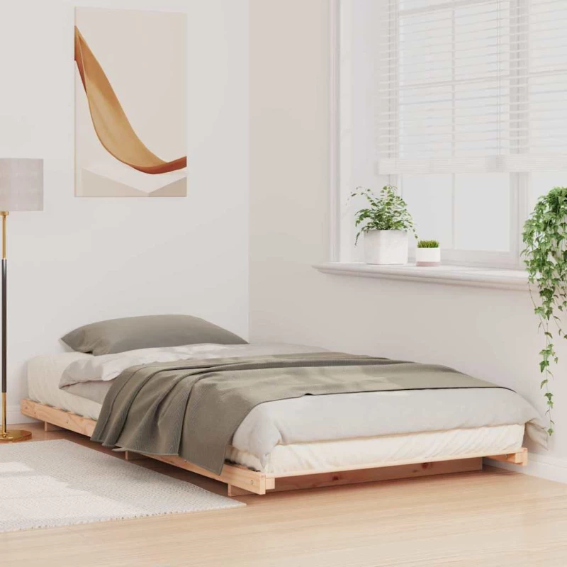 vidaXL Κρεβάτι δαπέδου Καφέ 80 x 220 cm Μασίφ ξύλο πεύκου