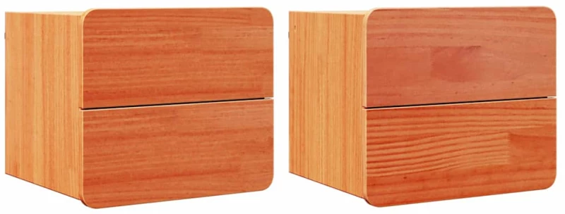 vidaXL Κομοδίνο 2 pcs Καφέ 39 x 34 x 33 εκ. Μασίφ ξύλο πεύκου