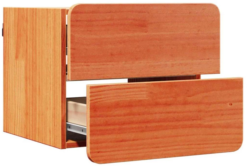 vidaXL Κομοδίνο 2 pcs Καφέ 39 x 34 x 33 εκ. Μασίφ ξύλο πεύκου
