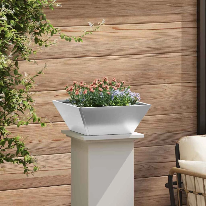 vidaXL Γλάστρα Κήπου 5 pcs Ασημί 40 x 40 x 15 cm Γαλβανισμένος χάλυβας