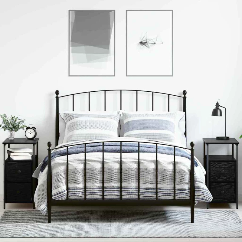 vidaXL Κομοδίνο 2 pcs Μαύρη δρυς 30 x 60 x 60 εκ. Επεξεργασμένο ξύλο