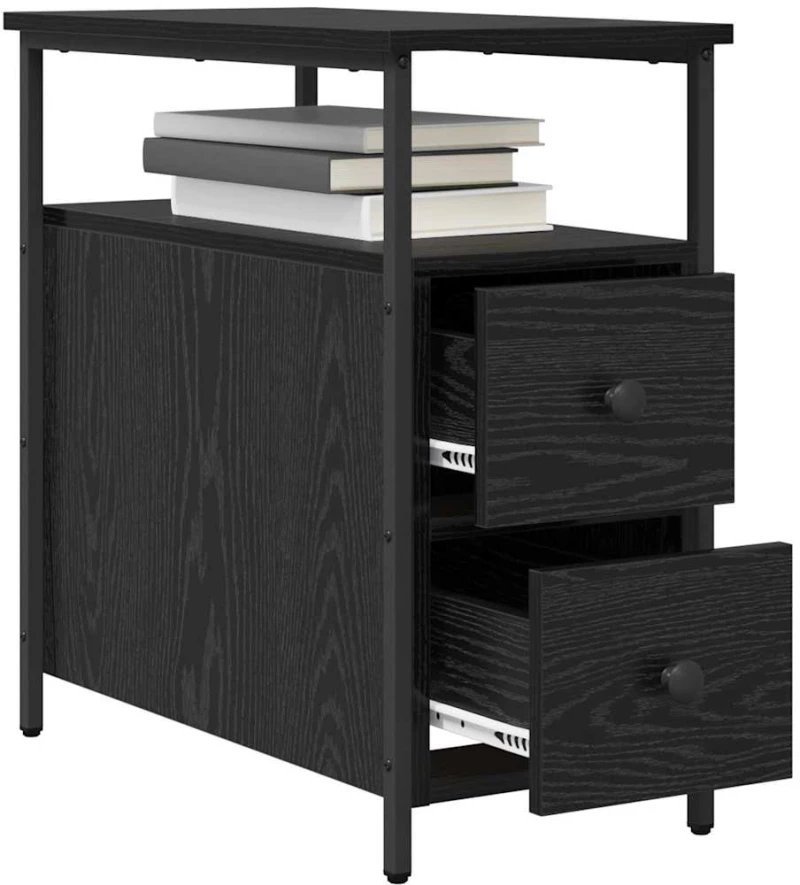 vidaXL Κομοδίνο 2 pcs Μαύρη δρυς 30 x 60 x 60 εκ. Επεξεργασμένο ξύλο