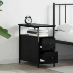 vidaXL Κομοδίνο 2 pcs Μαύρη δρυς 30 x 60 x 60 εκ. Επεξεργασμένο ξύλο
