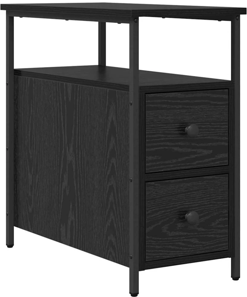 vidaXL Κομοδίνο 2 pcs Μαύρη δρυς 30 x 60 x 60 εκ. Επεξεργασμένο ξύλο