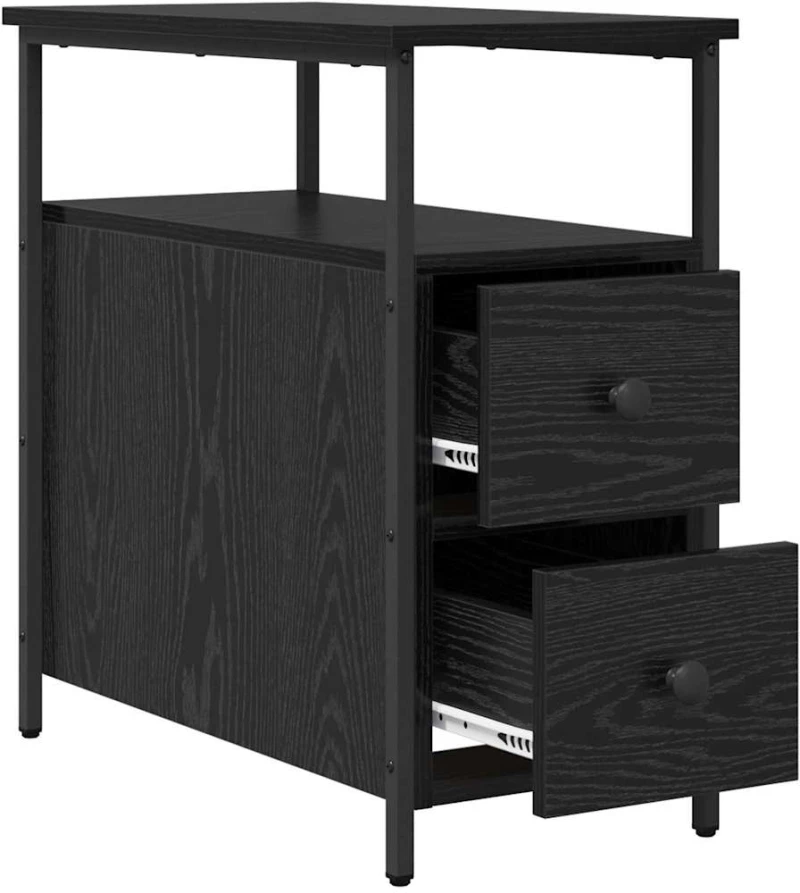 vidaXL Κομοδίνο 2 pcs Μαύρη δρυς 30 x 60 x 60 εκ. Επεξεργασμένο ξύλο