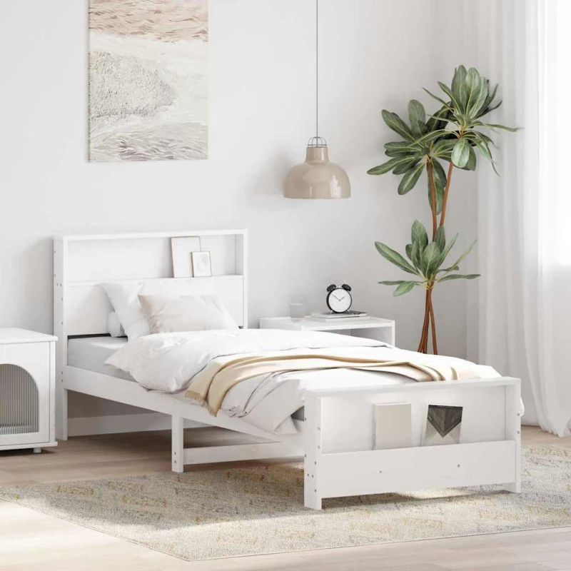 vidaXL Σκελετός Κρεβατιού Λευκό 100 x 200 cm Μασίφ ξύλο πεύκου