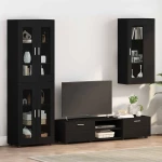vidaXL Ντουλάπα τοίχου Μαύρο 55 x 29 x 100 εκ Επεξεργασμένο ξύλο