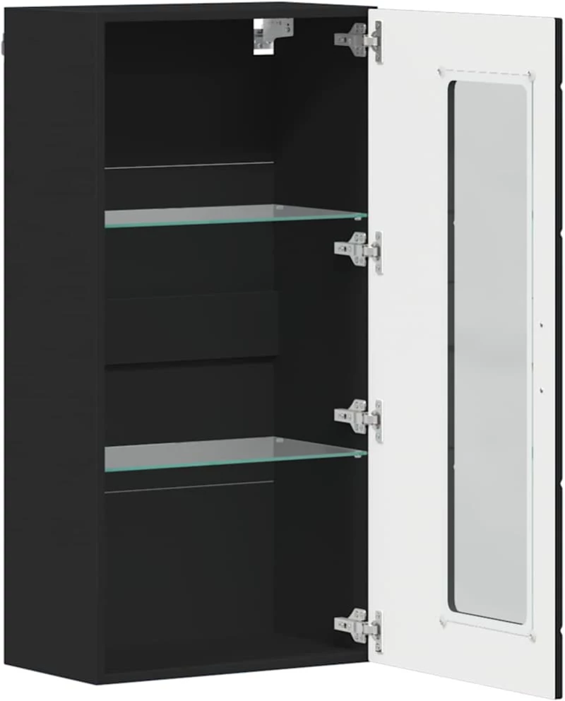 vidaXL Ντουλάπα τοίχου Μαύρο 55 x 29 x 100 εκ Επεξεργασμένο ξύλο
