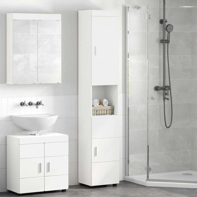 vidaXL Ντουλάπι Μπάνιου με αποθήκευση TULUM Λευκό 37 x 31.5 x 203 εκ