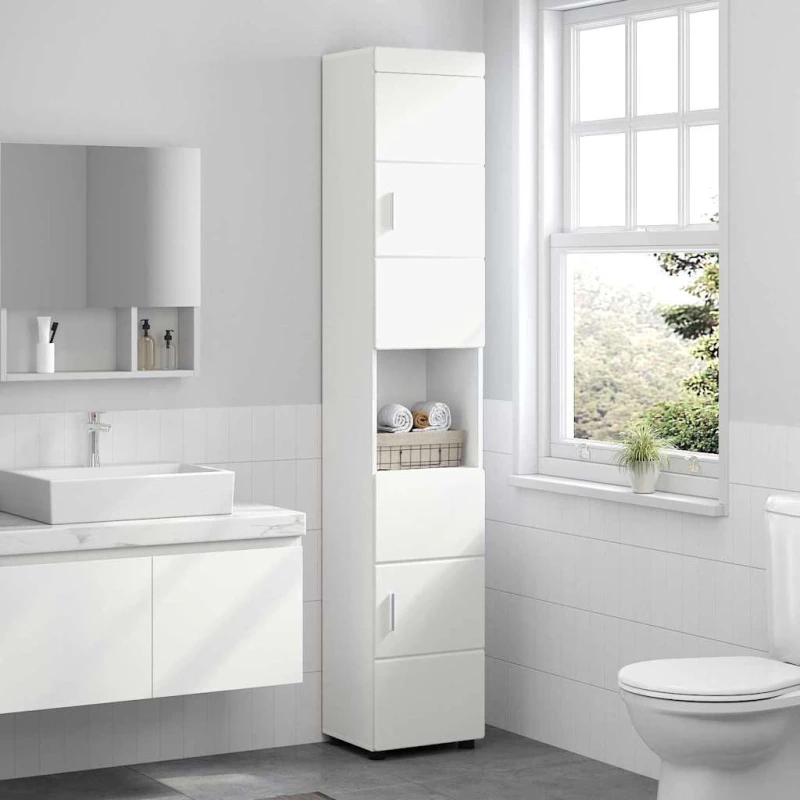 vidaXL Ντουλάπι Μπάνιου με αποθήκευση TULUM Λευκό 37 x 31.5 x 203 εκ