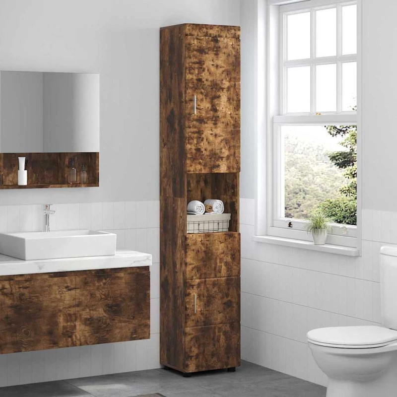 vidaXL Ντουλάπι Μπάνιου TULUM Καπνιστή δρυς 37 x 31.5 x 203 εκ