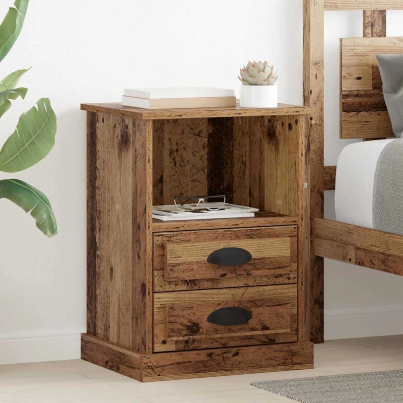 vidaXL Κομοδίνο 2 pcs Παλαιό ξύλο 43 x 36 x 60 εκ Επεξεργασμένο ξύλο
