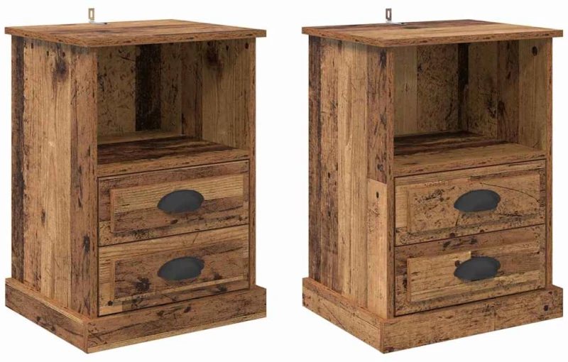 vidaXL Κομοδίνο 2 pcs Παλαιό ξύλο 43 x 36 x 60 εκ Επεξεργασμένο ξύλο