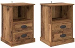 vidaXL Κομοδίνο 2 pcs Παλαιό ξύλο 43 x 36 x 60 εκ Επεξεργασμένο ξύλο