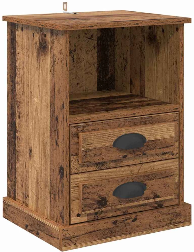 vidaXL Κομοδίνο 2 pcs Παλαιό ξύλο 43 x 36 x 60 εκ Επεξεργασμένο ξύλο