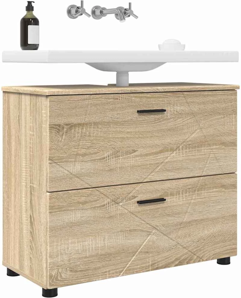 vidaXL Ντουλάπι Μπάνιου με συρτάρι Sonoma Δρυς 76,5 x 35 x 64 εκ