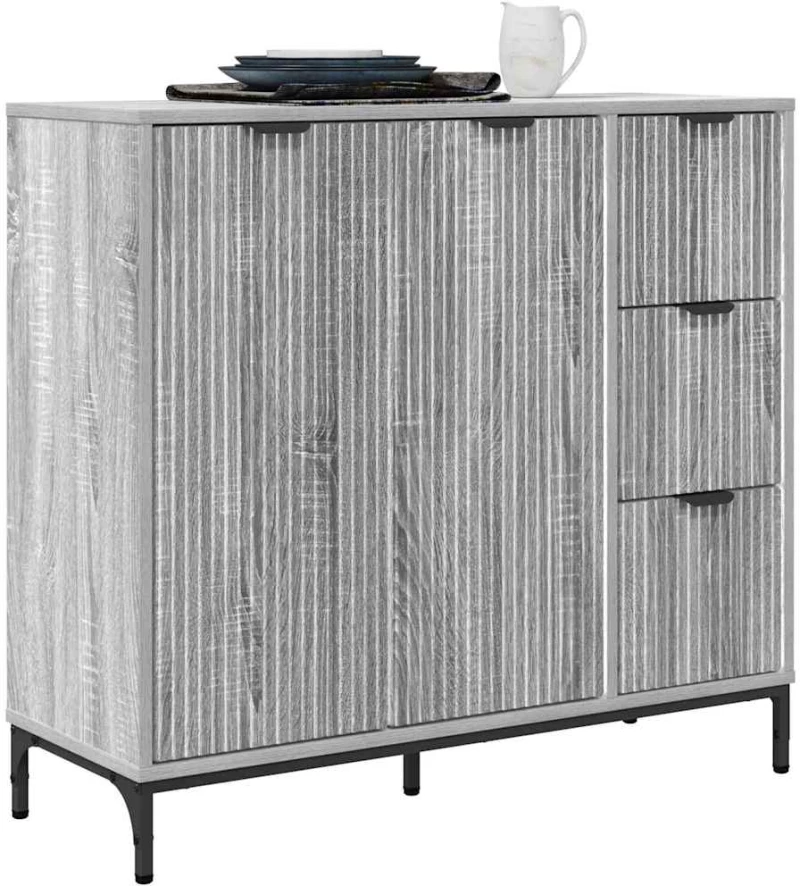 vidaXL Πλαϊνό γραφείο με συρτάρι Γκρι sonoma 89.5 x 33 x 82 εκ.