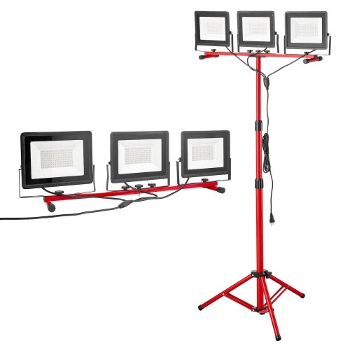 VEVOR LED Work Light with Stand Tripod Three-Head Portable Light 15000 Lumens
