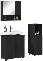 vidaXL Σετ Επίπλων Μπάνιου Επιτοίχιο 3 pcs Μαύρο 61 x 35 x 64 εκ.