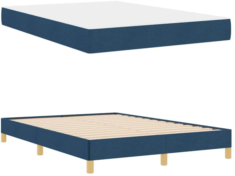 vidaXL Κρεβάτι με ελατήρια Μπλε και Καφέ 140 x 200 cm