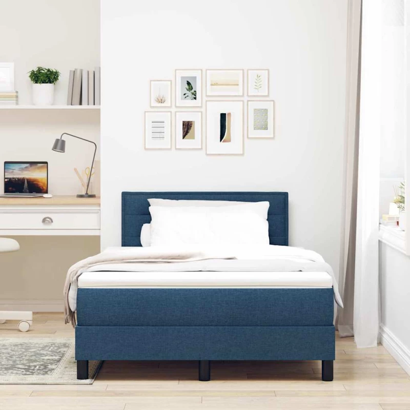 vidaXL Κρεβάτι με ελατήρια με στρώμα Μπλε 120 x 190 cm ύφασμα