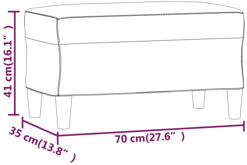 vidaXL Πάγκος Μπορντό 70x35x41 εκ. Υφασμάτινος