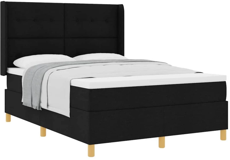 vidaXL Κρεβάτι με ελατήριο με στρώμα Μαύρο 160 x 200 cm ύφασμα