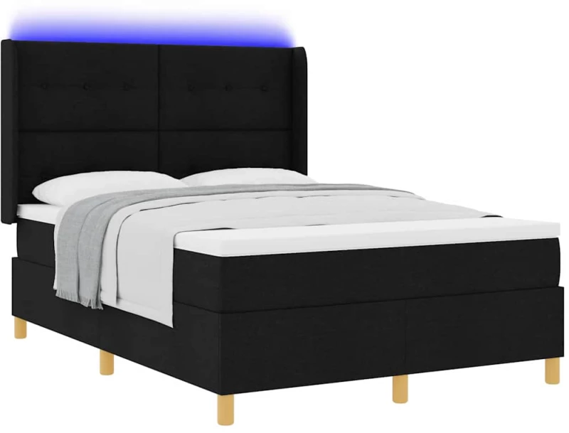 vidaXL Κρεβάτι με ελατήρια με στρώμα Μαύρο 160 x 200 cm ύφασμα