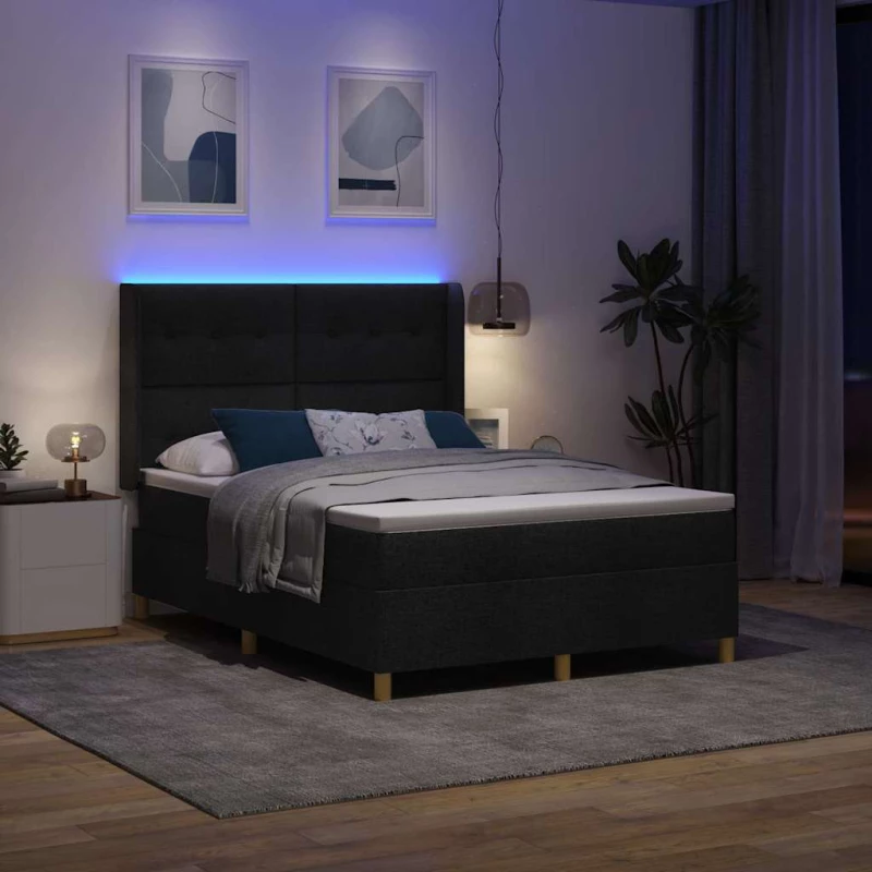 vidaXL Κρεβάτι με ελατήρια με στρώμα Μαύρο 160 x 200 cm ύφασμα