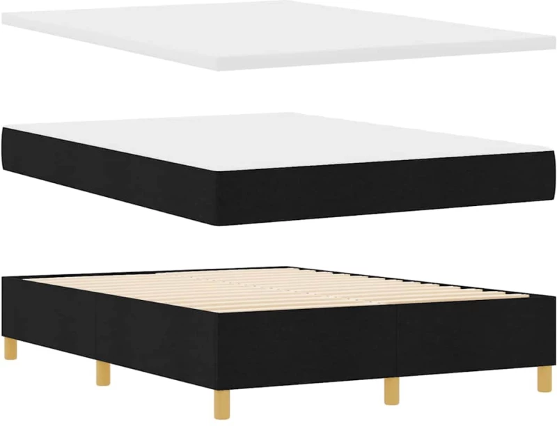 vidaXL Κρεβάτι με ελατήρια με στρώμα Μαύρο 160 x 200 cm ύφασμα