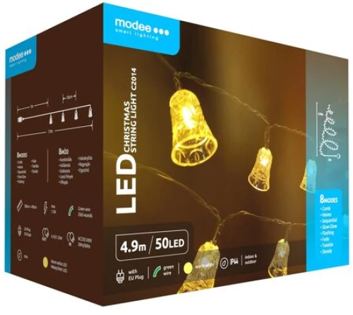 Modee Χριστουγεννιάτικα Φωτάκια LED με Τροφοδοτικό (50LED/4.9m/10cm) Θερμό Λευκό