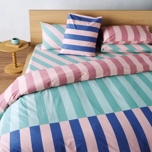 Σεντόνια Fiaba 14 (Σετ 3τμχ) Mint Green-Pink Kentia Ημίδιπλο 190x270cm 100% Βαμβάκι