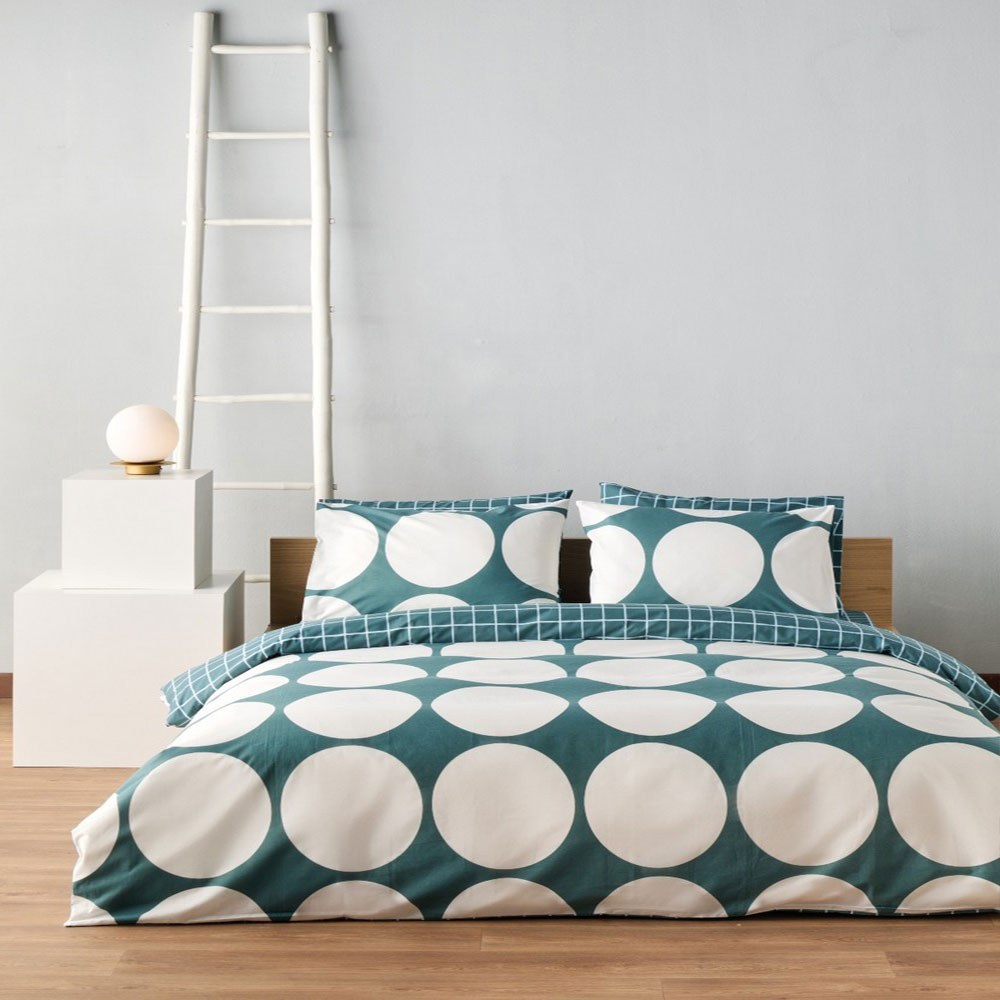 Σεντόνια Valia 07 (Σετ 3τμχ) Green-White Kentia Ημίδιπλο 190x270cm 100% Βαμβάκι