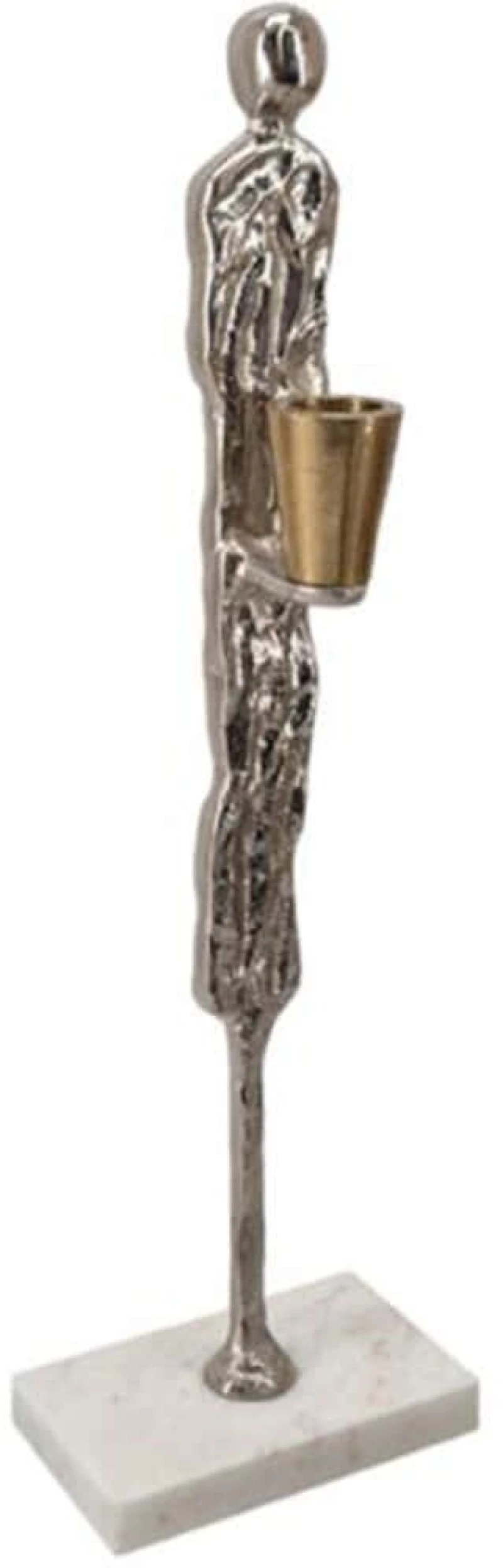 Κηροπήγιο Figurine 86845-DS 12,1x7,6x39,4cm Silver Artekko Μέταλλο,Μάρμαρο