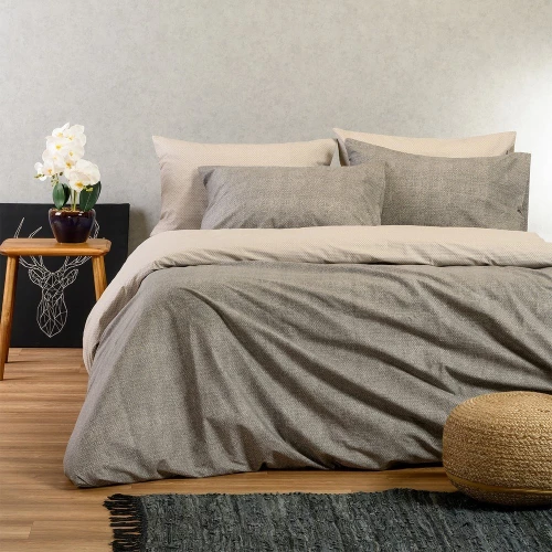 Σεντόνια Luca (Σετ 4τμχ) Grey Melinen Διπλό 205x270cm 100% Βαμβάκι