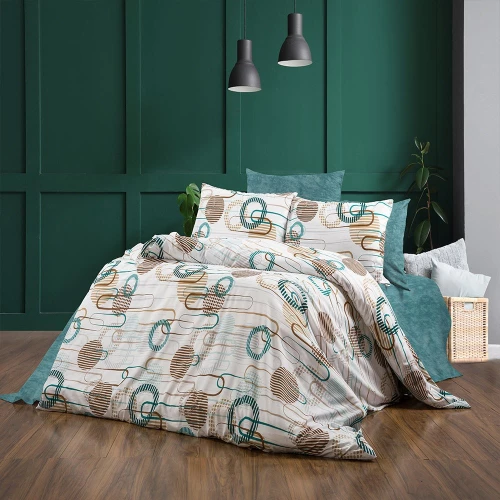 Πάπλωμα Διώνη 601 White-Petrol DimCol Μονό 160x240cm Βαμβάκι-Πολυέστερ