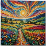 Πίνακας Καμβάς 529TCR2314 70x70cm Multi Wallity Τετράγωνοι Ξύλο, Καμβάς