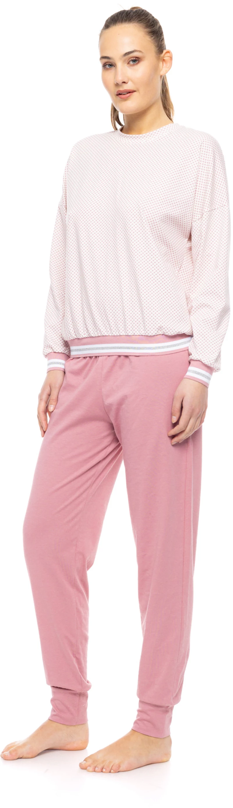Γυναικεία Πυτζάμα Pink Label - Rose print - Ροζ - Cotton - Regular Fit