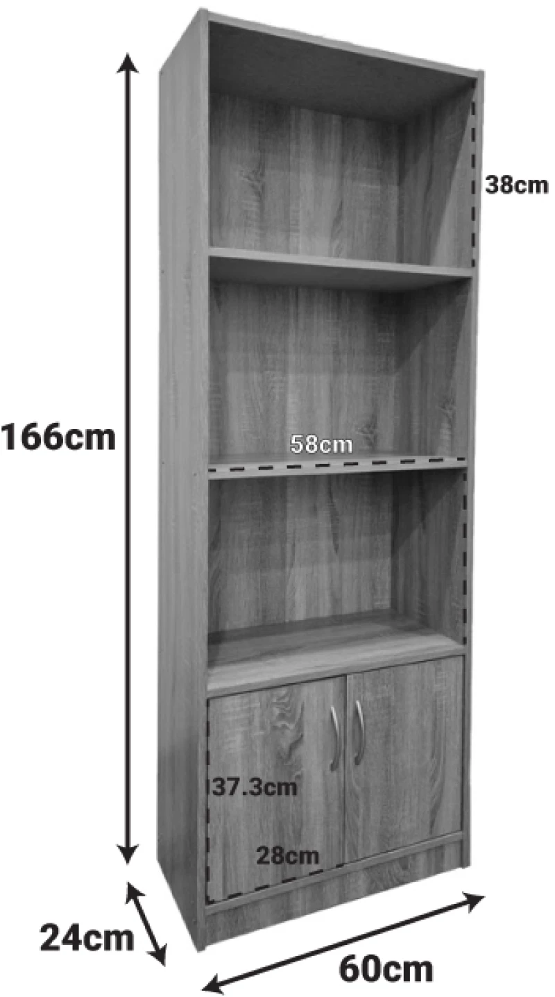 Βιβλιοθήκη Tekaro pakoworld σε sonoma απόχρωση 60x29x166εκ