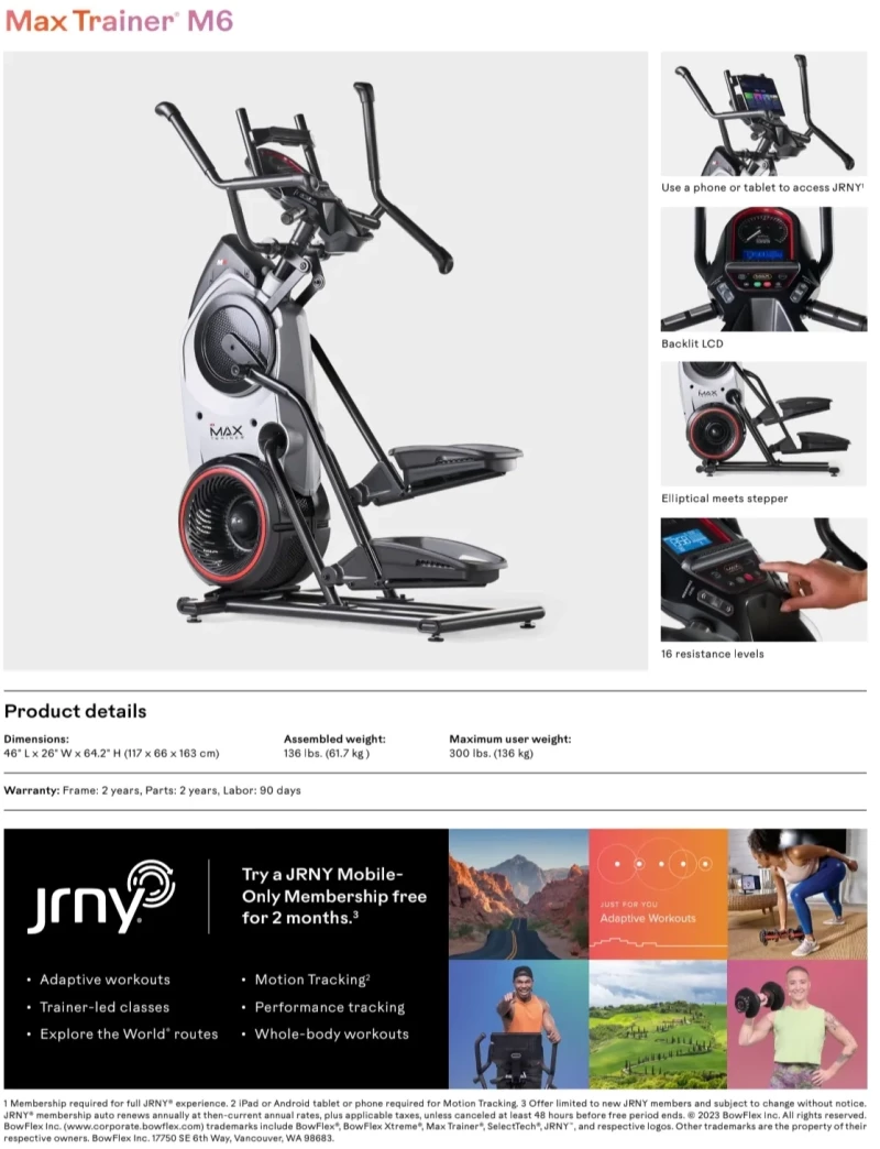 Ελλειπτικό Bowflex Max Trainer M6I