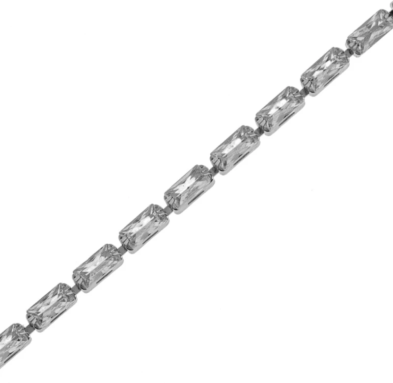Βραχιόλι Γυναικείο Ατσάλι Με Σχέδιο Strass 55-784 Ασημί Ασημί