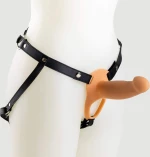 Ανδρικό Κούφιο Strap On Σιλικόνης H2 Hollow Large Silicone Strap On with Harness - Φυσικό Χρώμα