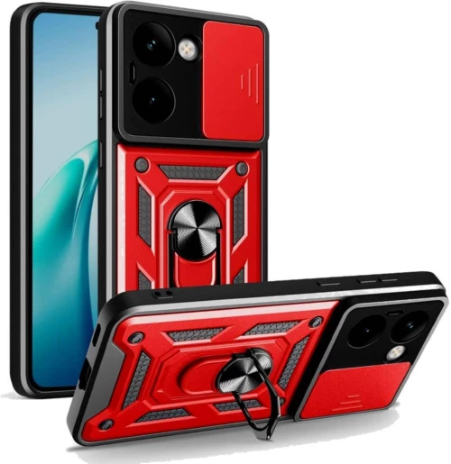 Θήκη Realme P3 Ultra Bodycell Armor Slide Ανθεκτική με Κάλυμμα για την Κάμερα & Μεταλλικό Ring Holder - Red (5206015082634)