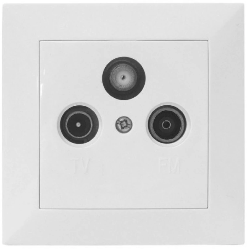 Πρίζα 3 Εξόδων ΤV SA FM Τέρματος Πλήρης Lumen-15-0170-Λευκό 15-0170