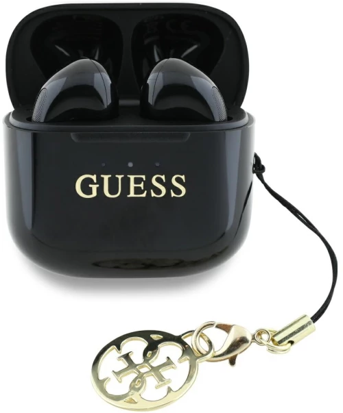 Guess Glossy Effect Printed Classic Logo & Charm TWS headphones - black