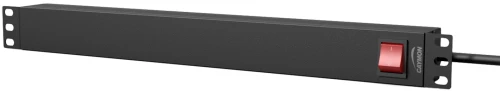 Caymon PSR119GS - Πολύπριζο 1U, 9 θέσεων German Schuko με διακόπτη ασφαλείας