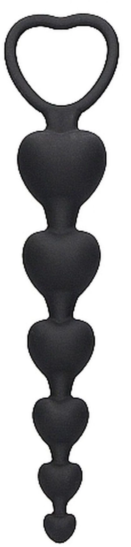 Ouch Anal Heart Beads - Black