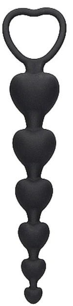 Ouch Anal Heart Beads - Black